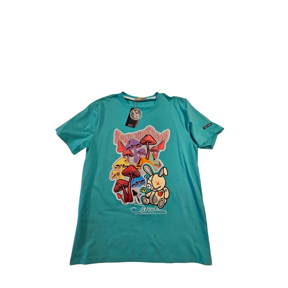 Lucky Charm Magic Mushroom Teal Graphic T-Shirt Mens Large T788‎ DTLR New